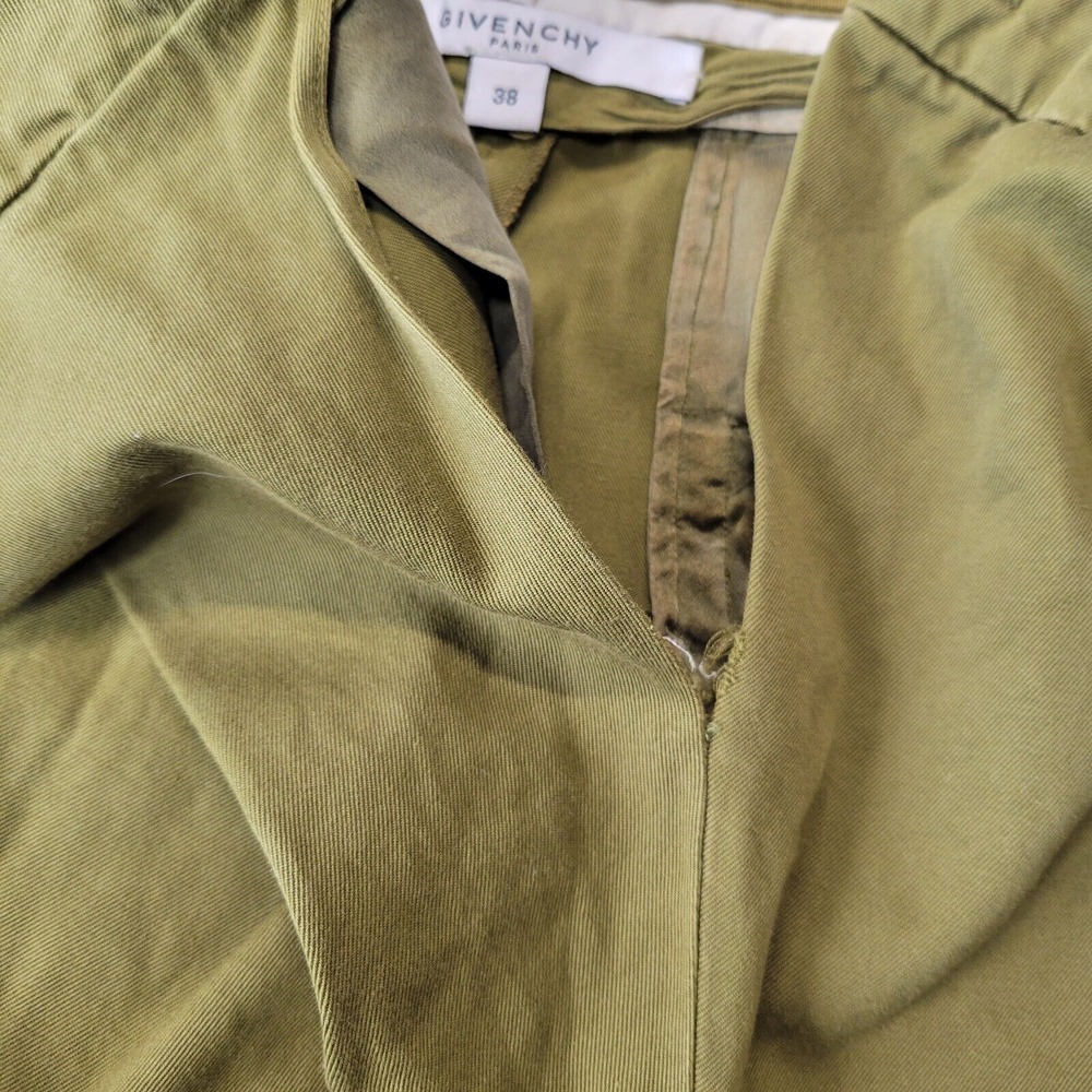 Givenchy Straight Leg Pleated Pants Size 38 30" Waist Olive Green High Waist - Picture 13 of 14